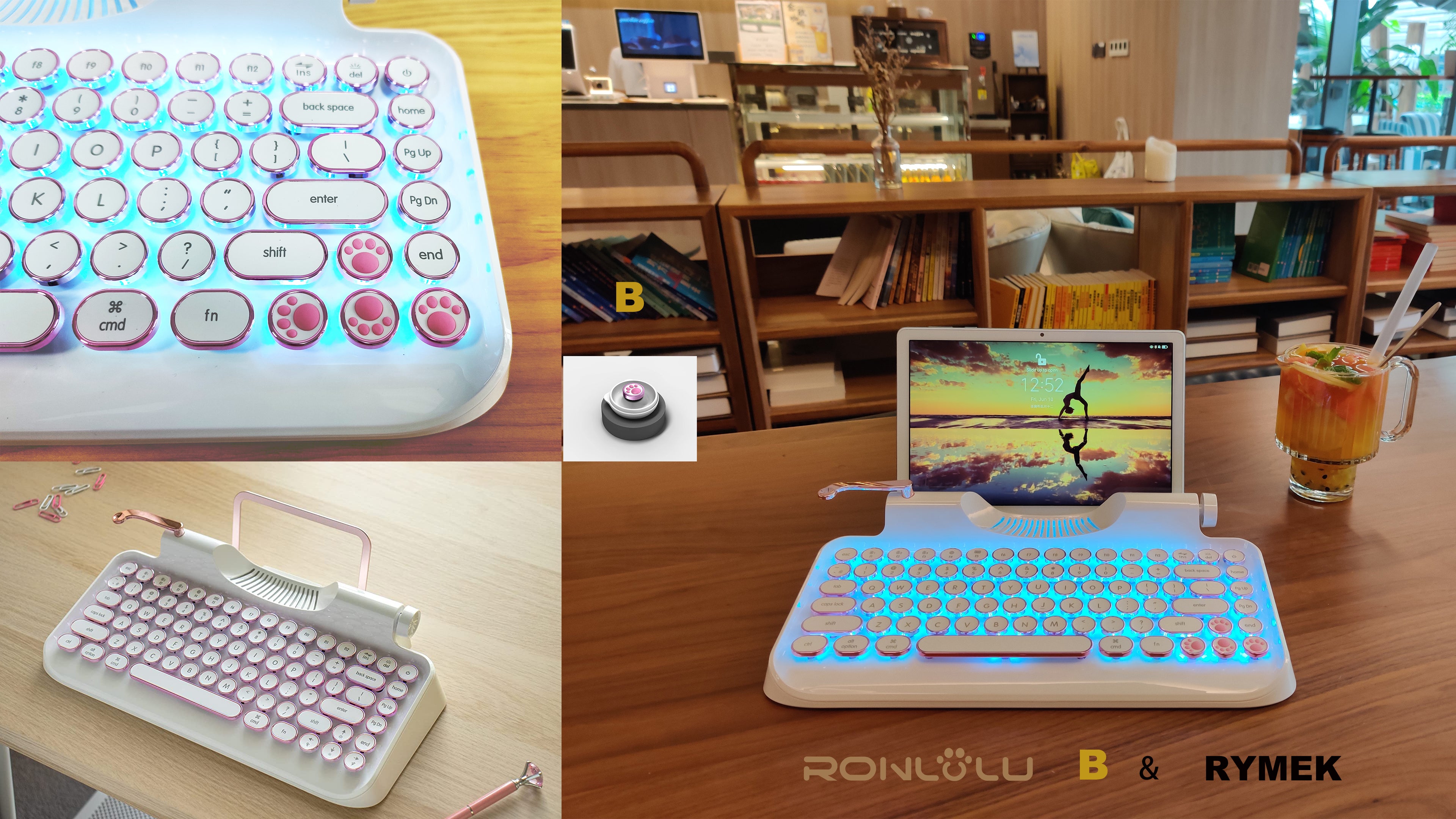 Ronlulu 猫の肉球をキー&レトロなタイプライター メカニカル
